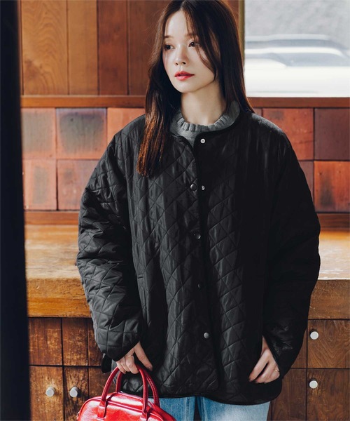 titivate（ティティベイト）の「襟付きキルティングジャケット（ダウンジャケット/コート・レディース・カーキ/ブラック・L/M）」の17枚目の写真