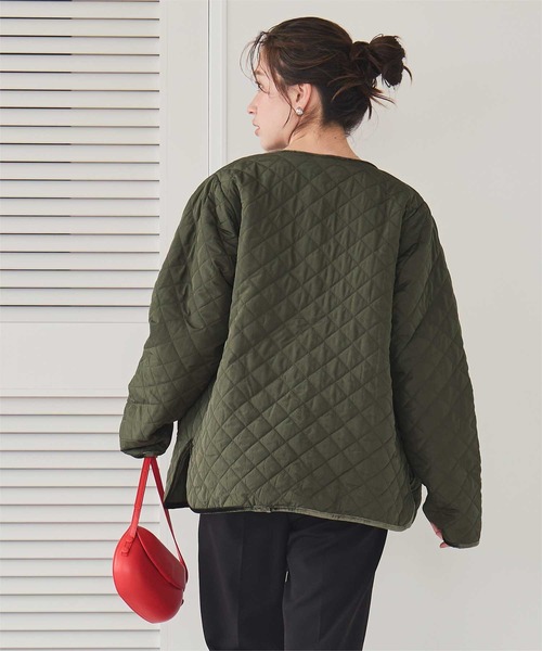 titivate（ティティベイト）の「襟付きキルティングジャケット（ダウンジャケット/コート・レディース・カーキ/ブラック・L/M）」の4枚目の写真