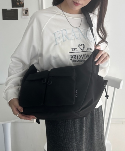 wears(ウェアーズ)の「ダブルポケットボディバッグ ショルダーバッグ(ボディバッグ/ウエストポーチ・レディース・ホワイト/ベージュ/ブラック/カーキ・FREE)」の22枚目の写真