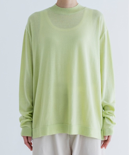 MEYAME（メヤメ）の「MEYAME/メヤメ　ウォッシャブルメリノウールコットンニット　WASHABLE MERINO WOOL COTTON KNIT（ニット/セーター・レディース・ベージュ/グリーン・FREE）」の13枚目の写真