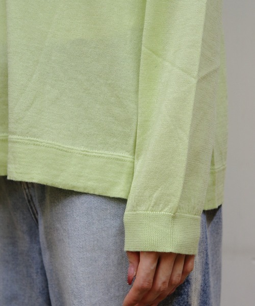 MEYAME（メヤメ）の「MEYAME/メヤメ　ウォッシャブルメリノウールコットンニット　WASHABLE MERINO WOOL COTTON KNIT（ニット/セーター・レディース・ベージュ/グリーン・FREE）」の10枚目の写真