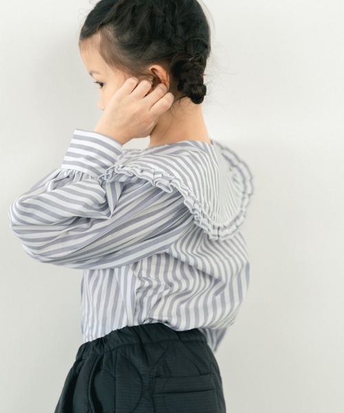 LOWRYS FARM（ローリーズファーム）の「ＢＩＧカラーフリルブラウス　578267（シャツ/ブラウス・キッズ・オフホワイト/ブラック/ストライプ・110cm/120cm/130cm/140cm/150cm）」の10枚目の写真
