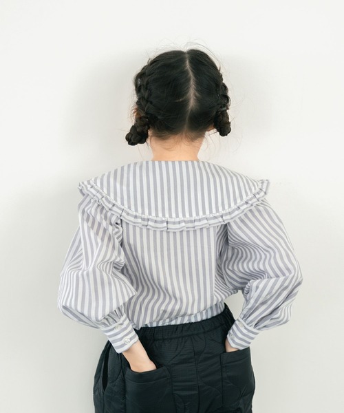 LOWRYS FARM（ローリーズファーム）の「ＢＩＧカラーフリルブラウス　578267（シャツ/ブラウス・キッズ・オフホワイト/ブラック/ストライプ・110cm/120cm/130cm/140cm/150cm）」の11枚目の写真
