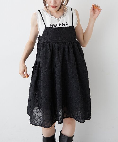 フラワーレースミニキャミワンピ－ス（ワンピース）｜w closet