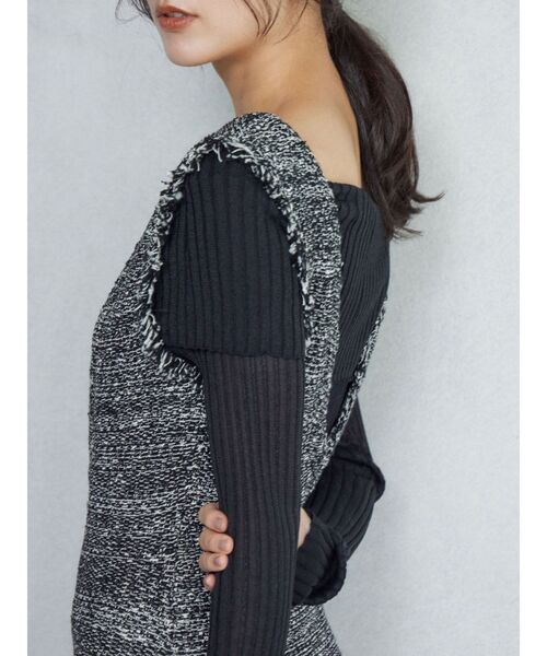 LAGUNAMOON(ラグナムーン)の「シアーオフショルニットプルオーバー(ニット/セーター・レディース・ブラック/クリーム/ホワイト・FREE)」の16枚目の写真