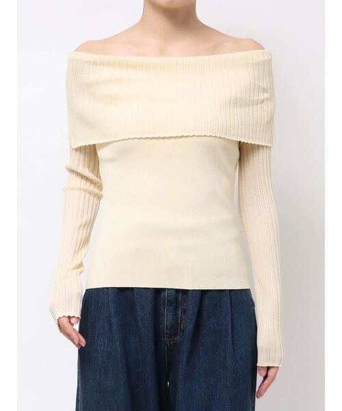 LAGUNAMOON（ラグナムーン）の「シアーオフショルニットプルオーバー（ニット/セーター・レディース・ブラック/クリーム/ホワイト・FREE）」の10枚目の写真