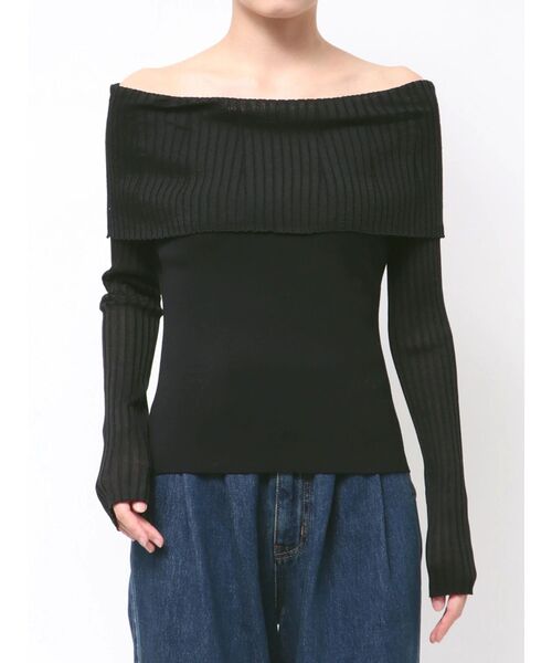 LAGUNAMOON（ラグナムーン）の「シアーオフショルニットプルオーバー（ニット/セーター・レディース・ブラック/クリーム/ホワイト・FREE）」の11枚目の写真