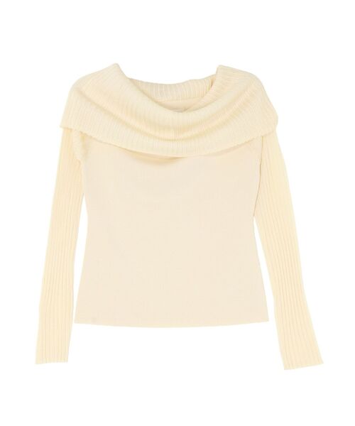 LAGUNAMOON（ラグナムーン）の「シアーオフショルニットプルオーバー（ニット/セーター・レディース・ブラック/クリーム/ホワイト・FREE）」の14枚目の写真