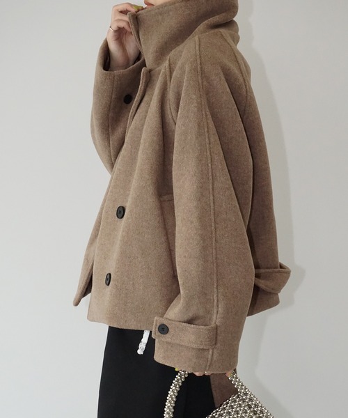 chuclla（チュクラ）の「ステンカラーショートコート chw25a052（その他アウター・レディース・ベージュ・FREE）」の2枚目の写真