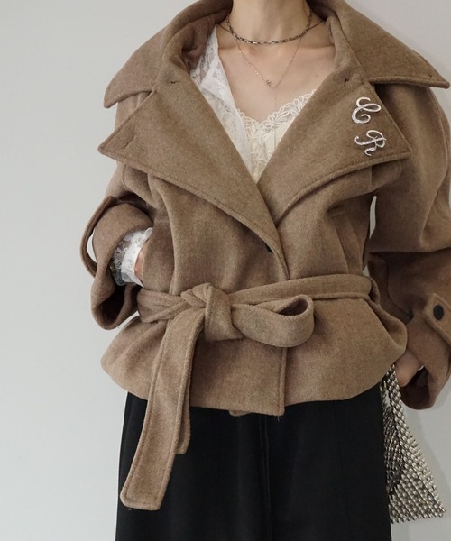 ステンカラーショートコート chw25a052-ファッション通販サイト