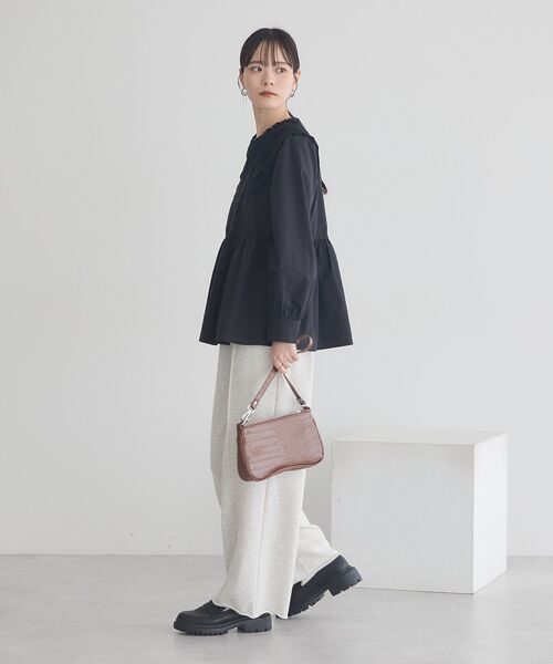 earth music&ecology（アースミュージックアンドエコロジー）の「センターシームタックスウェットパンツ（その他パンツ・レディース・チャコールグレー/ホワイト系その他・FREE）」の8枚目の写真