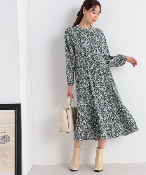 GALLORIA（ギャローリア）の「花柄プリーツワンピース（ワンピース・レディース・グリーン/ブラック・L/LL/M/S）」の2枚目の写真