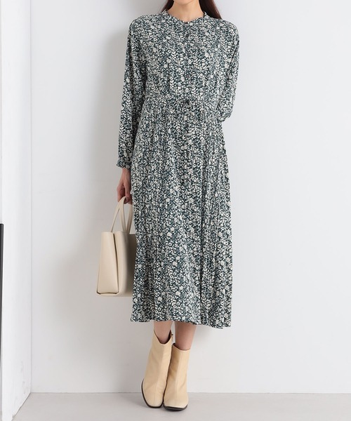 GALLORIA（ギャローリア）の「花柄プリーツワンピース（ワンピース・レディース・グリーン/ブラック・L/LL/M/S）」の7枚目の写真