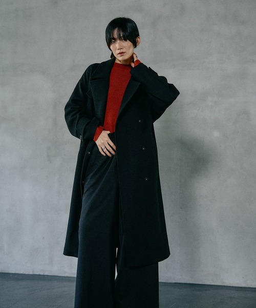 レプシィムLEPSIM ウーリーダブルロングコート フリーサイズ ブラック