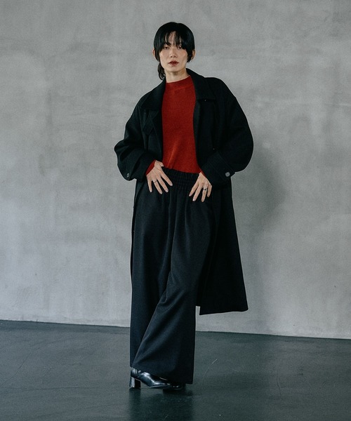 LEPSIM（レプシィム）の「ウーリーステンカラーロングコート　498520（ステンカラーコート・レディース・トップグレー/ブラック/モカ・FREE）」の20枚目の写真