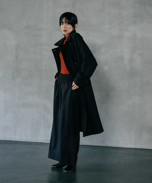 セール】ウーリーステンカラーロングコート 498520（ステンカラー