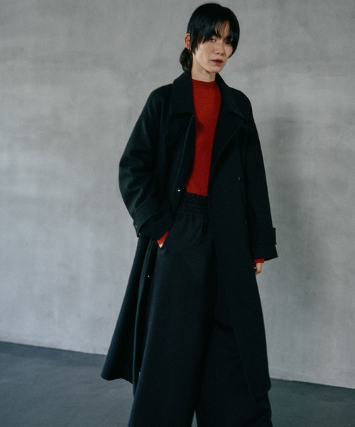 セール】ウーリーステンカラーロングコート 498520（ステンカラー