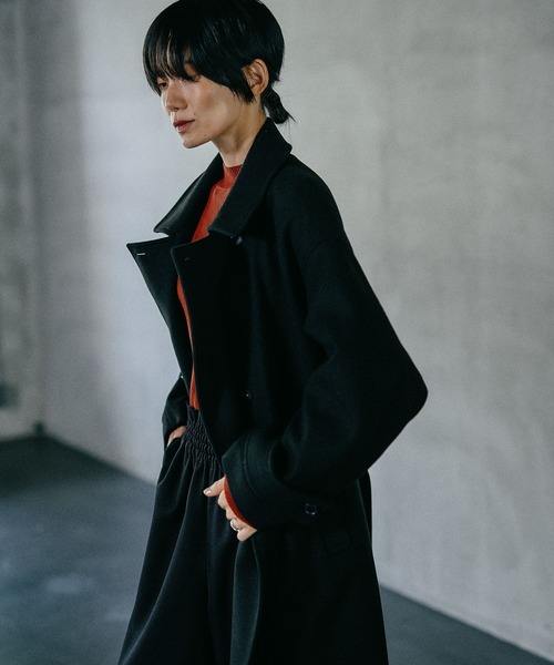 セール】ウーリーステンカラーロングコート 498520（ステンカラー