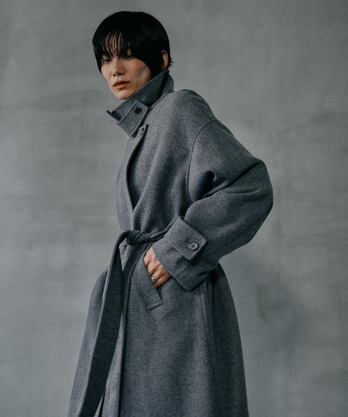 LOUIS FERAUD グレー スプリングコート　新品未使用♡ セール】ウーリーステンカラーロングコート 498520（ステンカラー