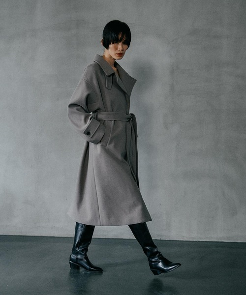 セール】ウーリーステンカラーロングコート 498520（ステンカラー