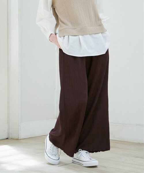 ikka(イッカ)の「ジャガードプリーツワイドパンツ(その他パンツ・レディース・ブラック/ベージュ/ブラウン・M/L/S)」の1枚目の写真