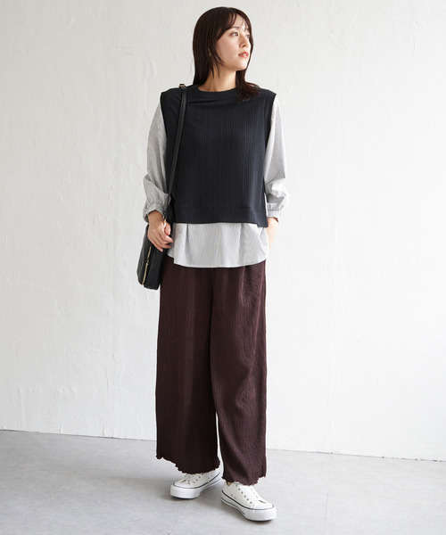 ikka(イッカ)の「ジャガードプリーツワイドパンツ(その他パンツ・レディース・ブラック/ベージュ/ブラウン・M/L/S)」の18枚目の写真