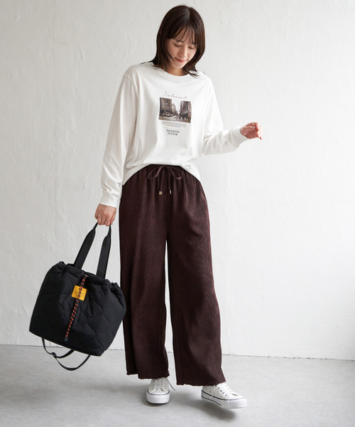 ikka(イッカ)の「ジャガードプリーツワイドパンツ(その他パンツ・レディース・ブラック/ベージュ/ブラウン・M/L/S)」の16枚目の写真