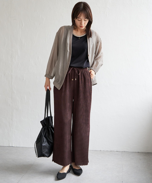 ikka(イッカ)の「ジャガードプリーツワイドパンツ(その他パンツ・レディース・ブラック/ベージュ/ブラウン・M/L/S)」の19枚目の写真
