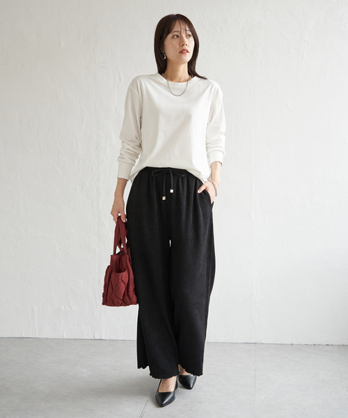 ikka(イッカ)の「ジャガードプリーツワイドパンツ(その他パンツ・レディース・ブラック/ベージュ/ブラウン・M/L/S)」の11枚目の写真