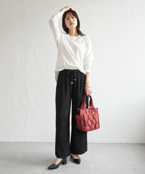 ikka(イッカ)の「ジャガードプリーツワイドパンツ(その他パンツ・レディース・ブラック/ベージュ/ブラウン・M/L/S)」の12枚目の写真