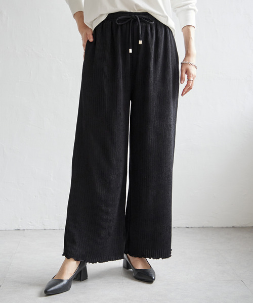 ikka(イッカ)の「ジャガードプリーツワイドパンツ(その他パンツ・レディース・ブラック/ベージュ/ブラウン・M/L/S)」の10枚目の写真