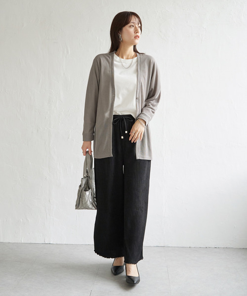 ikka(イッカ)の「ジャガードプリーツワイドパンツ(その他パンツ・レディース・ブラック/ベージュ/ブラウン・M/L/S)」の13枚目の写真