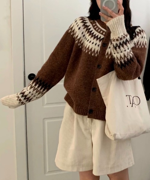 【即日発送可能です！】ヴィンテージウールニットカーディガン ジャガードニットW ZIPカーディガン 5671948 (0920) | gossara(ゴサラ)