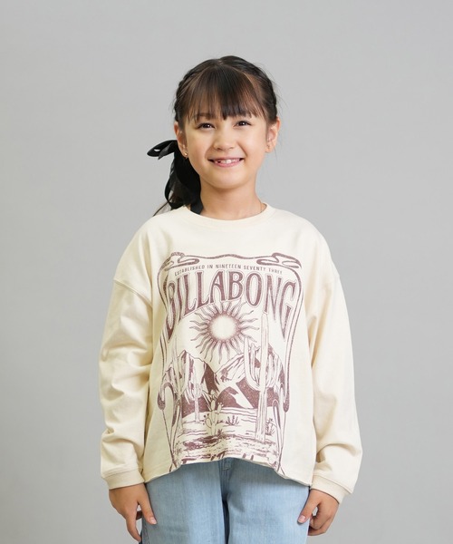 BILLABONG（ビラボン）の「BILLABONG/ビラボン キッズ 長袖 Tシャツ ロンT クロップド丈 DESERT WANDERING LS TEE BF016-070（Tシャツ/カットソー・キッズ・バーガンディー/オフホワイト・150cm/140cm/130cm）」の2枚目の写真