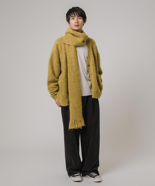 EDIFICE（エディフィス）の「E. 3GG ウール/モヘア ストール（マフラー・メンズ・イエロー/ピンク/ブルー/チャコールグレー・FREE）」の5枚目の写真
