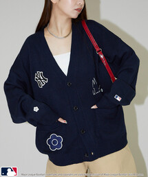 MLB(W[[Ox[X{[)MLB × MARY QUANT /GGr[ × }[Ng MLB×MARY QUANT PATCH KNIT CARDIGAN/Spb`jbgJ[fBK(WJ)(J[fBK/{)
