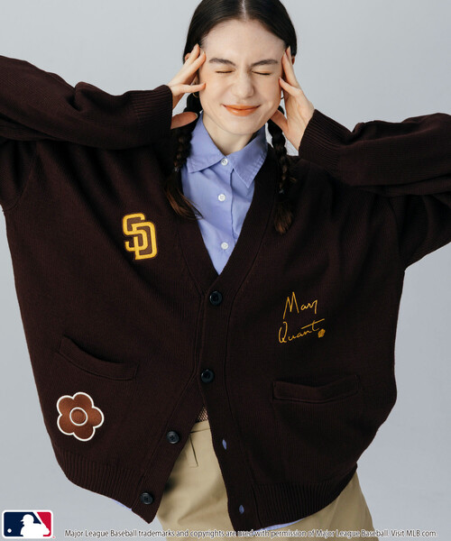 トップス British Made Knit Cardigan Elbow Patch MLB × MARY QUANT /エムエルビー × マリークワント MLB×MARY QUANT