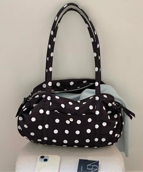 セール】ドット柄 ヒョウ柄カレッジショルダーバッグ/ペットボトル収納