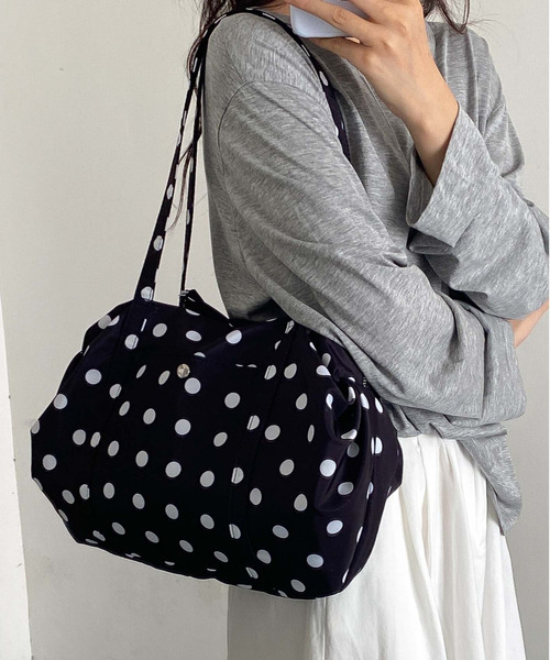 セール】ドット柄 ヒョウ柄カレッジショルダーバッグ/ペットボトル収納