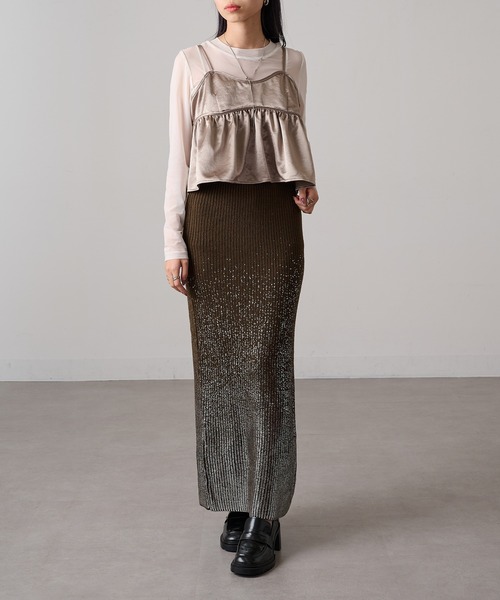 MAGASIN DE MODE Onjna(マガジンデモードオンジェナ )の「【MAGASIN DE MODE Onjna】箔ニットタイトスカート trc(スカート・レディース・ブラック/グリーン/ブラウン・FREE)」の15枚目の写真