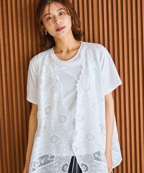 新品　gotohollywood レース切り替え刺繍ベスト　0102 新品 gotohollywood レース切り替え刺繍ベスト 0102 新品