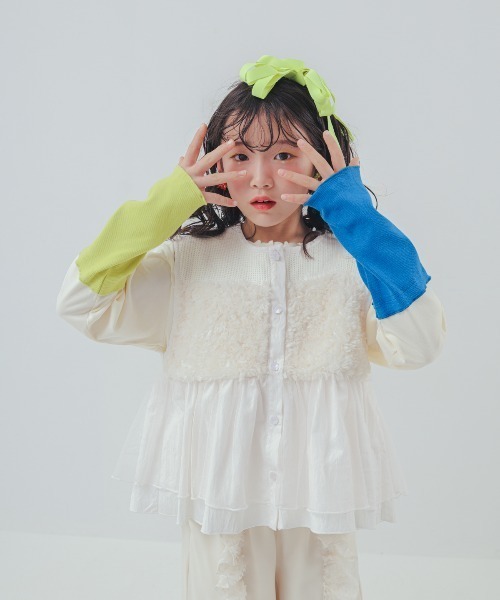 unica（ユニカ）の「カラフルスリーブtee（Tシャツ/カットソー・キッズ・ブラック/チャコール/オフホワイト・XL/L）」の2枚目の写真