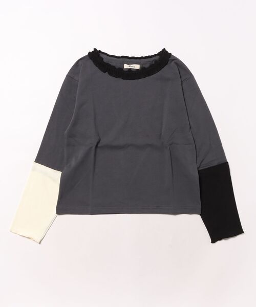 unica（ユニカ）の「カラフルスリーブtee（Tシャツ/カットソー・キッズ・ブラック/チャコール/オフホワイト・XL/L）」の7枚目の写真
