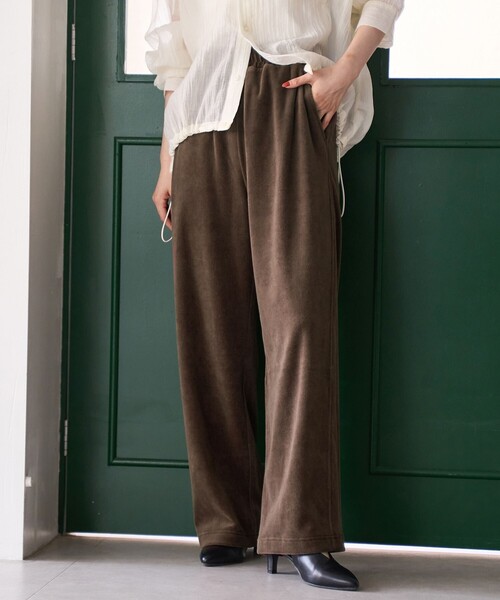 coen（コーエン）の「フェレットライクベロアイージーワイドパンツ（その他パンツ・レディース・オレンジ/ナチュラル/グレー/ブラウン/ロイヤルブルー/ブラック・L/M）」の4枚目の写真