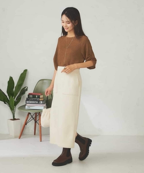 a.v.v(アーヴェヴェ)の「【ストレッチ/洗える】フェイクスエードナロースカート(スカート・レディース・グリーン/モカ/アイボリー/チャコールグレー・36/40/38/34/42)」の19枚目の写真