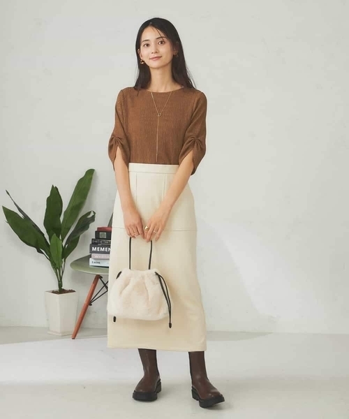 a.v.v(アーヴェヴェ)の「【ストレッチ/洗える】フェイクスエードナロースカート(スカート・レディース・グリーン/モカ/アイボリー/チャコールグレー・36/40/38/34/42)」の20枚目の写真