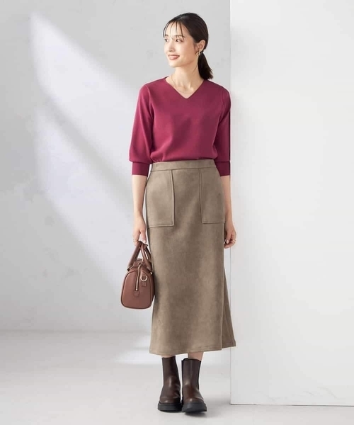 a.v.v(アーヴェヴェ)の「【ストレッチ/洗える】フェイクスエードナロースカート(スカート・レディース・グリーン/モカ/アイボリー/チャコールグレー・36/40/38/34/42)」の7枚目の写真