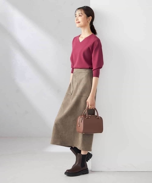 a.v.v(アーヴェヴェ)の「【ストレッチ/洗える】フェイクスエードナロースカート(スカート・レディース・グリーン/モカ/アイボリー/チャコールグレー・36/40/38/34/42)」の22枚目の写真