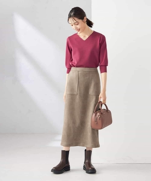 a.v.v(アーヴェヴェ)の「【ストレッチ/洗える】フェイクスエードナロースカート(スカート・レディース・グリーン/モカ/アイボリー/チャコールグレー・36/40/38/34/42)」の21枚目の写真