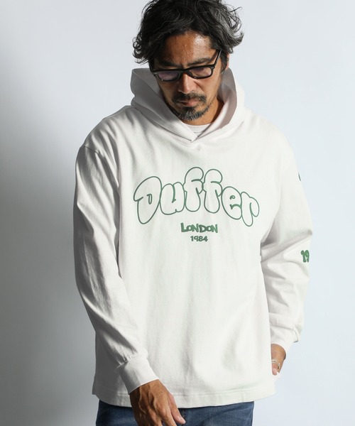 The DUFFER of ST.GEORGE（ザダファーオブセントジョージ）の「GRAFFITI FONT PARKA：グラフィティフォント プルオーバーパーカー（パーカー・メンズ・グレー/ホワイト・X-LARGE/LARGE/MEDIUM）」の2枚目の写真